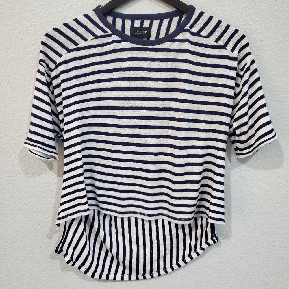 Joe's navy and white striped blouse, size medium.